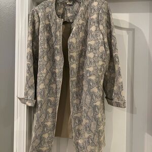 Chico's Beige and Black Patterned Trench Coat